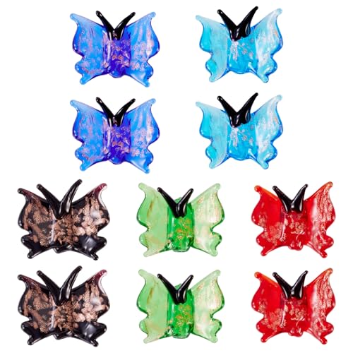 Beadthoven 10Pcs 5 Colors Butterfly Lampwork Glass Beads Gold Sand Moth Glass Bead Charm Colorful Crystal Fly Animal Insect Bead for Jewelry Making DIY Bracelet Necklace Earrings Keychain - color: Butterfly Gold Sand