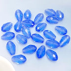 80 PCS 8x12mm Teardrop Crystal Glass Beads Faceted Shape Vertical Hole Loose Glass Beads DIY Handcrafte Bracelet Necklace Earring Jewelry Making(Light Sapphire) - color: Light Sapphire, size: 8x12mm