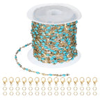 PATIKIL Stainless Steel Jewelry Chain, 16Ft 2mm Lake Blue Enamel Link Cable Chains for Necklace Earring Bracelet Findings Jewelry Making Trucker Hat Chains, Gold/Lake Blue - color: Gold/Lake Blue