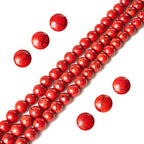 60pcs 6mm Red Turquoise Beads Natural Gemstone Beads Round Loose Beads for Jewelry Making - color: Red Turquoise, size: 6mm
