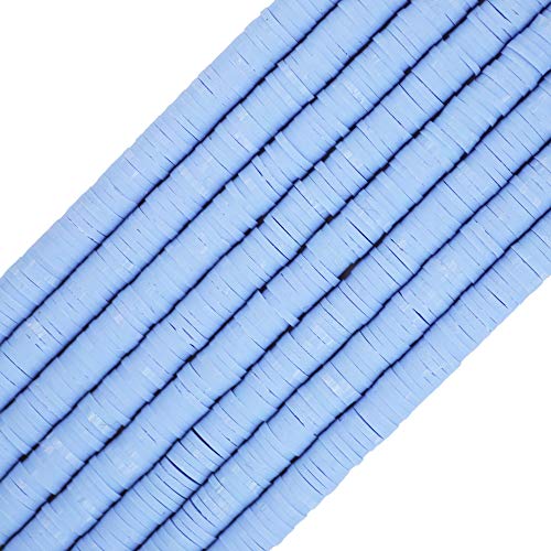 COIRIS 3400 Pcs Vinyl Heishi Beads Environmental Handmade Polymer Clay Spacer 6mm Disk Flat Beads for Surfer Chocker Necklace Bracelet Earrings Jewelry Making(RT-Blue LilacC02) - color: C02, size: 6mm