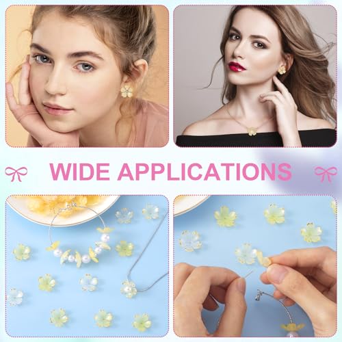 100pcs Cherry Blossom Beads, 5-Petal Yellow Gradient Acrylic Flower Beads, Mini Spacer Hair Accessories Halloween Christmas for Bracelets Earring Jewelry Making - color: Yellow
