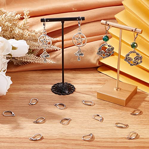 Beebeecraft 1 Box 100Pcs Leverback Earring Hooks 304 Stainless Steel French Earring Hooks Earwire Clasp Findings 16.5x10mm for DIY Danlge Ear Wire Jewelry Making - color: Stainless Steel Color