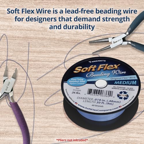 Soft Flex 49 Strand Beading Wire - Medium 0.19 Diameter - 30 Feet Nylon Design Wire - style: Tanzanite
