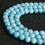 35pcs 10mm Natural Blue Chalcedony Beads Gemstone Beads Round Loose Beads for Jewelry Making - color: Blue Chalcedony, size: 10mm