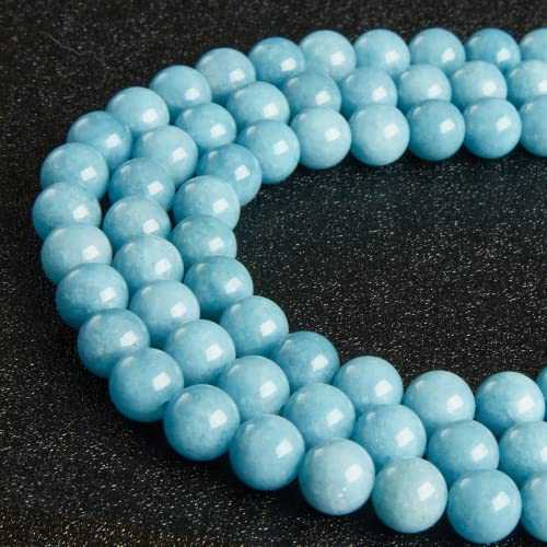 100pcs 10mm Blue Chalcedony Beads Natural Gemstone Beads Round Loose Beads for Crafting and Jewelry Making - color: Blue Chalcedony, size: 10mm