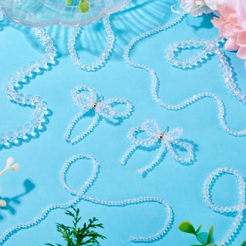 6 Strands Transparent Faceted Glass Beads 3/4/6/8mm Crystal Rondelle Glass Loose Spacer Beads for DIY Bracelet Necklace Wristband Keychain Jewelry Craft Making 2.3~8x2~6mm, Clear - color: 3/4/6/8mm-Clear