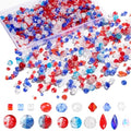 1000PCS Red Blue Glass Beads 4th of July Crystal Patriotic DIY Bracelets Beads for Jewelry Necklace Wristband Earring Key Chain Crafts Kit (Red, Blue, White) - color: Red, Blue, White