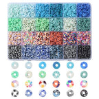 24 Colors 3960 Pcs Polymer Clay Beads Kit for Bracelets Making, Flat Round Spacer Heishi Beads for Craft and Jewelry Making - color: Pure Clay Beads Set-about 3960pcs