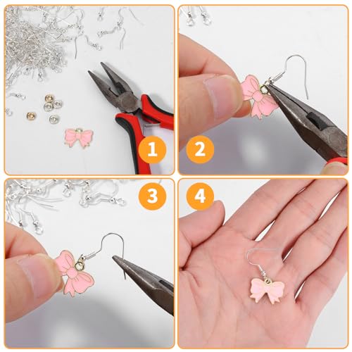 400 Pcs Stainless Steel Earring Hooks Fish Hook Earrings for Jewelry Making French Wire Hooks Coil and Ball Style Earwires Ear Wires for Women DIY Dangle Earrings Crafts Supplies - color: Silver