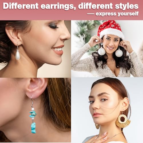 925 Sterling Silver Plated Earring Hooks for Jewelry Making, 300 Pcs Hypoallergenic DIY Earring Making Supplies Kit, Upgraded French Ear Fish Hook Earing Findings Wires Parts Hardware Pieces (Silver) - color: Silver