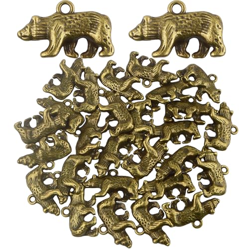 30pcs Bear Pendant Charms Tibetan Alloy Cute Small Animal Bear Pendants Decorative Accessories for DIY Necklace Bracelet Keychain Jewelry Making Findings - color: Bronze