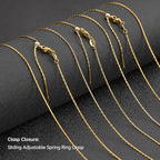 GTVOODX 10pcs Gold Plated Adjustable Thin Necklace Chains Bulk for Jewelry Making Stainless Steel 0.75mm Rectangle Cable Chains with Adjust Clasp for Women - color: Gold Rectangle Cable