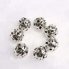 Wixine 20Pcs 12mm Tibetan Silver Carved Patterned Hollow Connector Round Spacer Charm Beads