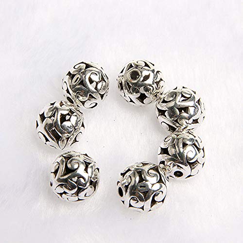 Wixine 20Pcs 12mm Tibetan Silver Carved Patterned Hollow Connector Round Spacer Charm Beads