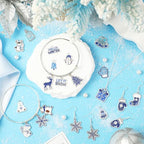 SANNIX 110Pcs/55 Pairs Christmas Winter Charms, Winter Charms for Jewelry Making, Assorted Snowflake Penguin Snowman Polar Bear Gold Enamel Charm Pendants for DIY Bracelet Necklaces Earrings Craft - style: Winter Charms