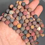 Stone Beads, 45pcs Matte Picasso Jasper, 8mm Round Loose Beads for Jewelry Making, Bracelets, with Bag, String & Card - color: Matte Picasso Jasper, size: 8mm