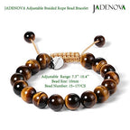 JADENOVA Natural Bead Bracelet Semi Precious Gemstone Beaded Bracelet for Women Healing Crystal Stone Stretch Bracelet Men Couple Bracelets (2pcs,6-8mm/8-10mm) - color: Yellow Tiger Eye, size: 8mm/10mm