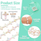 Beadthoven 36Pcs Cross Natural Freshwater Shell Beads 14.5x12mm Colorful Drawbench Painted Crucifix Cross Beads Small Jesus Christian Crosses Gemstone Loose Spacers for DIY Jewelry Making - color: Iridescent