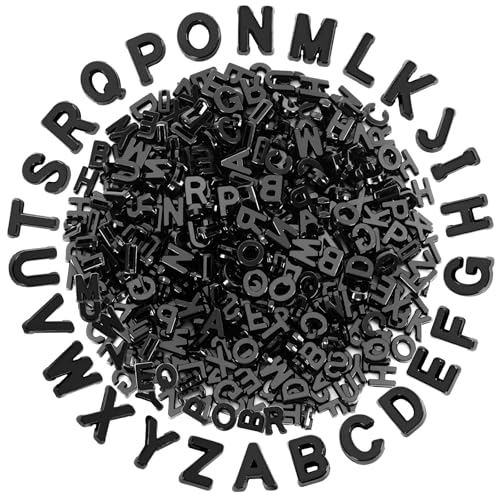 Augshy 700Pcs Large Letter Beads Black Plastic A-Z Mixed Alphabet Shape Beads for Jewelry Making Bracelets Necklaces Key Chains Shoelaces Crafts Party Decor(9x12mm) - style: Black Alphabet Style