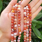 60pcs Adabele Natural Faceted Red Fire Agate Healing Gemstone 6mm (0.24 Inch) Round Loose Beads Gem Stone Spacer for DIY Craft Jewelry Making GH4-6 - color: Faceted Red Fire Agate, size: 6mm (60pcs/1 Strand)