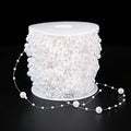 FQTANJU 200 Ft Acrylic Crystal Beads String Roll, 8mm and 3mm Mixed, Party Garland Wedding Centerpieces Bridal Bouquet Crafts Decoration 60M(White) - color: White