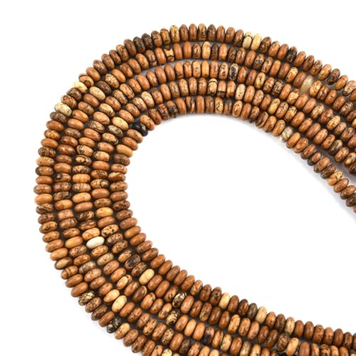 160pcs 4x2mm Natural Picture Jasper Disk Rondelle Spacer Stone Semi Precious Gemstone Loose Beads for Jewelry Making 15 Inch - color: Picture Jasper