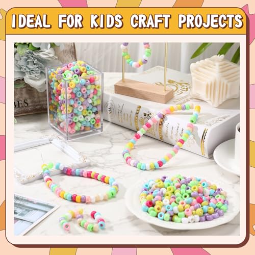 Jexine 10500 Pcs Pony Beads Bulk Plastic Beads for Bracelet Making Hair Braids DIY Necklace Jewelry Making Projects(Round,Macarons Color) - color: Macarons Color, style: Round