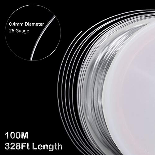 MIKIMIQI 328Ft Jewelry Wire - 26 Gauge Tarnish Resistant Copper Beading Wire for Jewelry Making, 0.4mm X 100m (Silver Color) - color: Silver