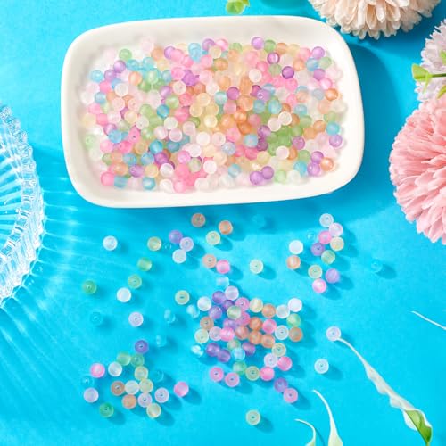 400Pcs 6mm Acrylic Beads Frosted Pony Bead Candy Color Small Pastel Beads Round Kandi Bead Spacers for Crafts DIY Necklace Bracelets Keychain Lanyards Jewelry Making Supplies - color: 8 Colors, Round