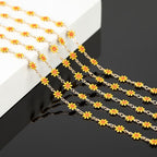 KYUNHOO 16.4FT/5M Jewelry Making Chain Roll Gold Plated Brass Chain for Crafting Beautiful Daisy Chain Spool with Jewelry Clasps for DIY Finding Supplies - color: Yellow Daisy