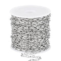 33FT Paperclip Link Chain Roll 3MM Stainless Steel Paperclip Chain Spool Bulk for Jewelry Making - color: 3mm stainless steel