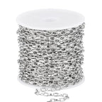 33FT Paperclip Link Chain Roll 3MM Stainless Steel Paperclip Chain Spool Bulk for Jewelry Making - color: 3mm stainless steel