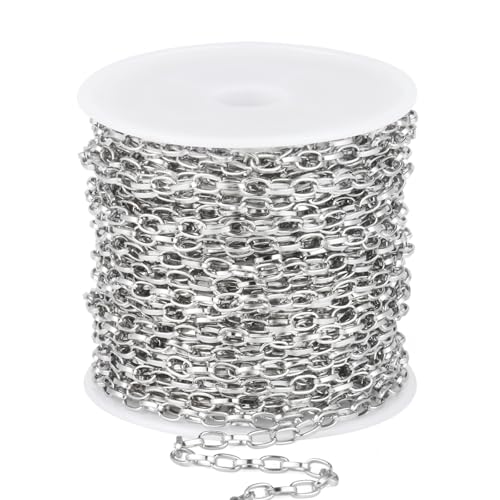 33FT Paperclip Link Chain Roll 3MM Stainless Steel Paperclip Chain Spool Bulk for Jewelry Making - color: 3mm stainless steel