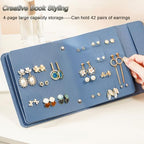 LAKE OF FIRE Earring Holder Organizer with Foldable Book Design Jewelry Book Organizer, Portable Pu Leather Travel Earring Case(Blue) - color: Blue