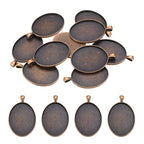 PATIKIL Pendant Trays for Jewelry Making, Blank Pendants Zinc Alloy Oval Bezel Settings Flat Base for Necklace Bracelet Charm - color: Copper Tone