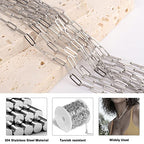 [33 Ft] Stainless Steel Paperclip Chains Roll, 2.5mm Width 304 Stainless Steel Oval Link Chains Spool Bulk for Jewelry Making - color: 2.5mm width