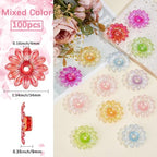 1 Box 100PCS Flower Bead Caps with Large Holes Ab Color Transparent Acrylic Floral Plastic Flowers Spacer Loose Beads Charm Bulk for Adults Jewelry Making Necklaces Bracelets DIY Crafts