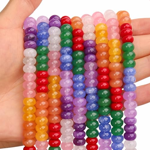 BONNY BOXX 1 Strand Natural 5 * 8mm Mulitcolor Rondelle Beads, Natural Abacus Disk Stone Beads Loose Spacer Gemstone for DIY Bracelet Necklace Jewelry Making (Style 2) - color: Mulitcolor 2, size: 5*8mm