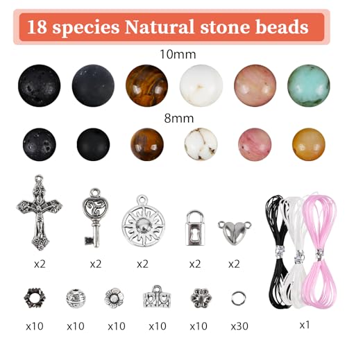 Tunmiok Natural Beads for Bracelets for Jewelry Bracelet Making kit for Adults with Spacer Beads & Bracelet Charms and Natural Stone for Jewelry Making & DIY Bracelet, Necklace, Earring Set Supplies