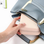 Travel Jewelry Case 2 Pack Mini Travel jewelry Box Portable Organizer Women Girls Gift Box for Rings Earrings Necklaces Bracelets - color: Pink