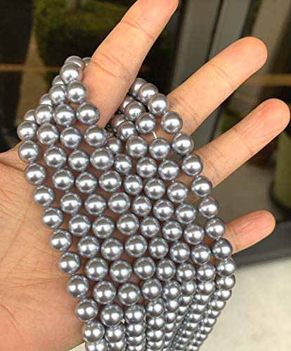 48pcs Adabele AAA Grade 8mm Natural Shell Pearl Loose Round Beads Freshwater Mother of Pearl Nacre 15 inch (Silver) for DIY Craft Jewelry Making SP8-29 - color: Silver, size: 8mm (48pcs/1 Strand)