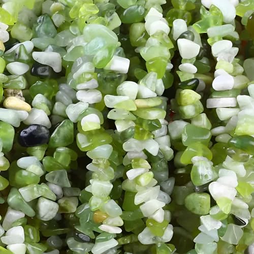 200pcs Natural Chip Stone Beads Gemstone Healing Crystal Loose Rock Bead Irregular Glass Seed Charm Beads Drilled DIY for Jewelry Bracelet Necklace Earrings Making Crafting Supplies (Green Jade 5-8mm) - color: Green Jade