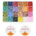 9600pcs Tube Beads Kit for Adults, Glass Bugle Seed Beads for Jewelry Making, Small Craft Bead for DIY Bracelet Necklaces Craft Making with Two Crystal String (7mm/24 Colors)
