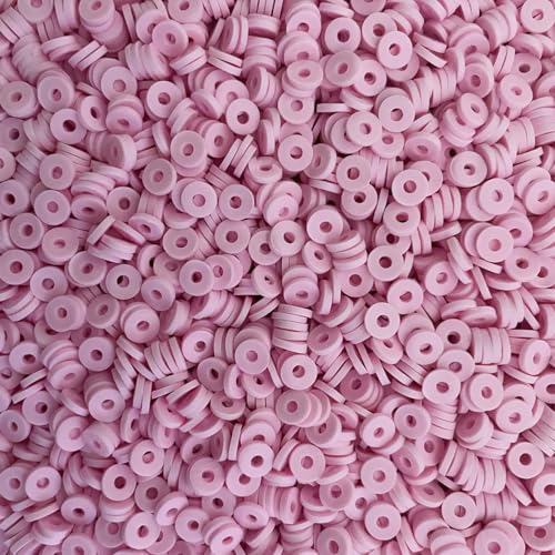 4100 Pcs Pink Clay Beads Bracelet Making Kit, 6mm Polymer Spacer Flat Heishi Beads for Jewelry Necklace Earring Making - color: Pink