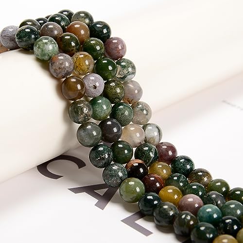 65Pcs India Agate Green 6mm Beads Natural Stone Round Gemstone Genuine Real Stone for DIY Bracelet Jewelry String Making - color: Green India Agate, size: 6mm