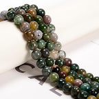 48Pcs India Agate Green 8mm Beads Natural Stone Round Gemstone Genuine Real Stone for DIY Bracelet Jewelry String Making - color: Green India Agate, size: 8mm