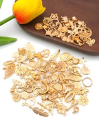 100 Pieces Jewelry Making Charms Pendants for Bracelet Bulk lot Necklace Earrings Keychain Charms Beads DIY Kit Trendy Craft - style: Gold Heart Butterfly