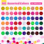 Umikk 18000 Pony Beads Bulk, 60 Colors Plastic 6x9mm Kandi Beads Bulk for Bracelets Making Hair Braiding Jewelry Making DIY Crafts (10.3LB, Shockproof Package) - color: 60colors18000pcs