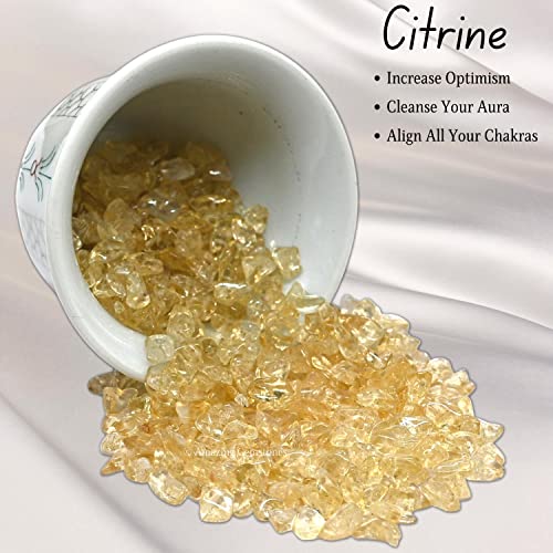 Citrine Pre Drilled Crystal Crushed Chips Beads for Bracelets Making, DIY Handmade Natural Healing Crystals (25 Inch Strand) - color: Citrine
